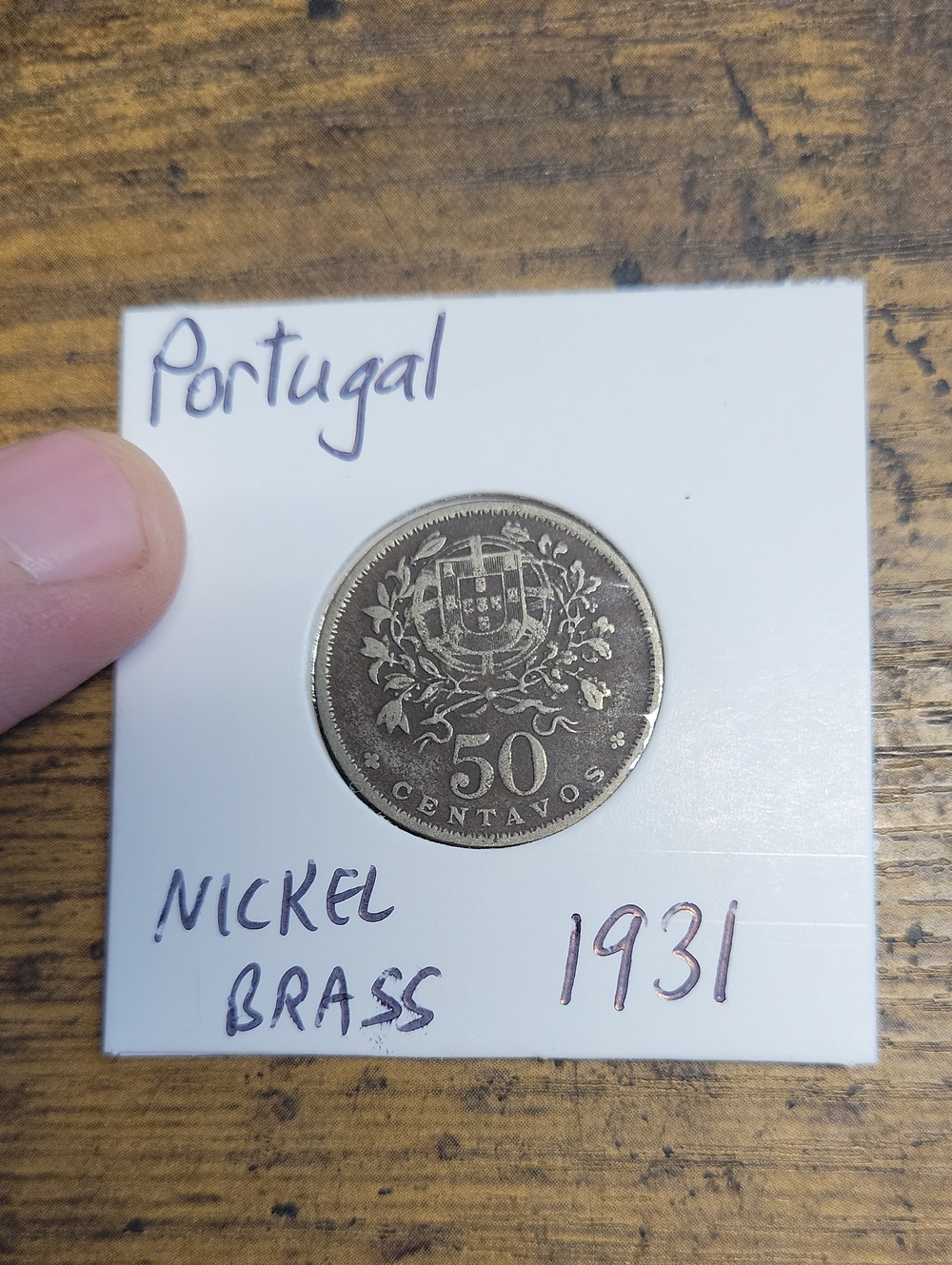 Vintage Portugal 50 Centavos Coin - Silver Tones (1931)